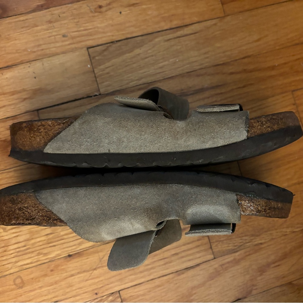 Birkenstock Olive Green Suede Two-Strap Sandals - Picture 4 of 5